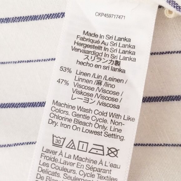 Madewell Linen-Blend Pull-On High-Rise Wide-Leg Pants White Navy Stripe XXL $88 - Picture 8 of 16